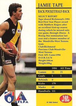 1995 Select AFL #123 Jamie Tape Back